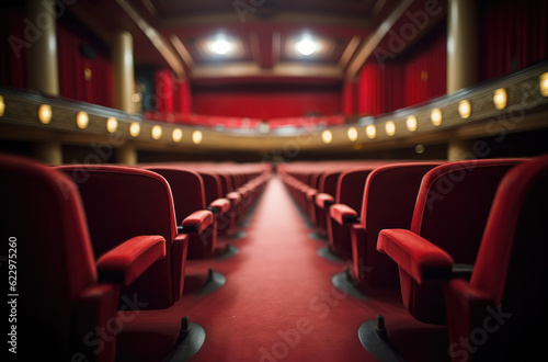 theater auditorium with red chairs