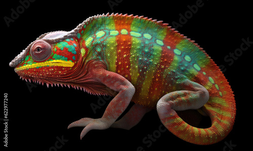 Vibrant World: A Kaleidoscope of Colorful Chameleons in their Natural Habitat GENERATIVE AI, AI GENERATIVA
