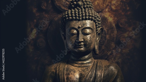 portrait buddha statue close up. mediation concept. AI generation