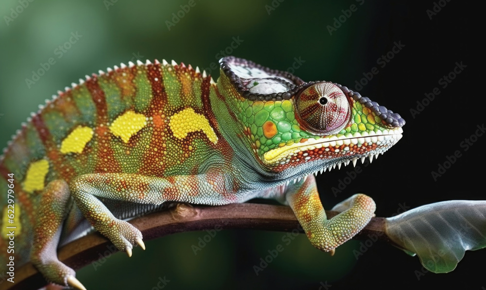 Obraz premium Vibrant World: A Kaleidoscope of Colorful Chameleons in their Natural Habitat GENERATIVE AI, AI GENERATIVA