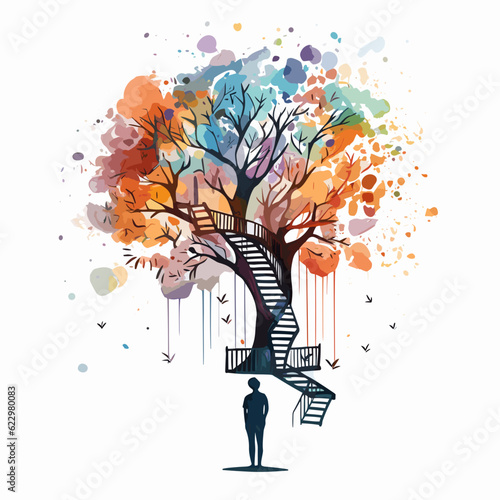 Vector Illustration Depicting Mental Health Therapy and Emotional State