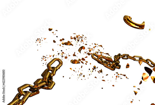 Fototapeta chain  golden in front of fire  breaking break chain horizontal silver broken sh