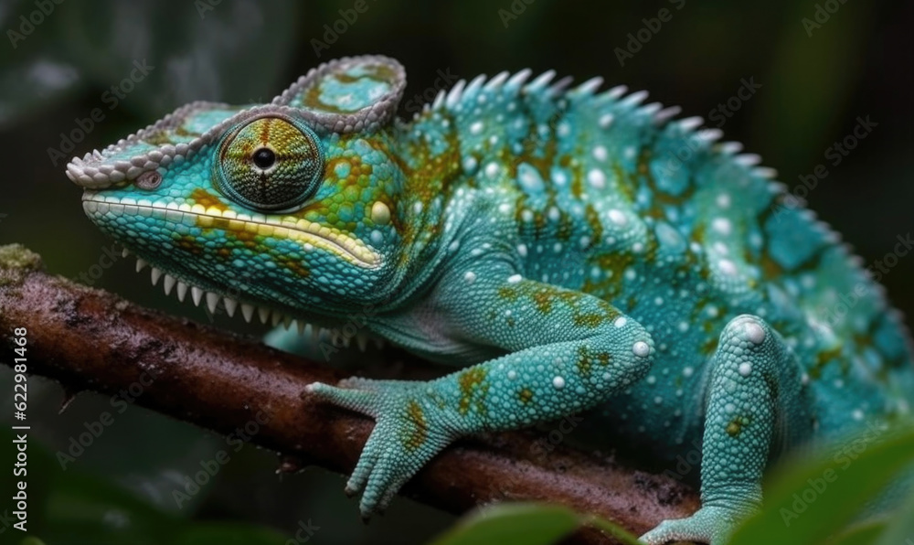 Obraz premium Vibrant World: A Kaleidoscope of Colorful Chameleons in their Natural Habitat GENERATIVE AI, AI GENERATIVA