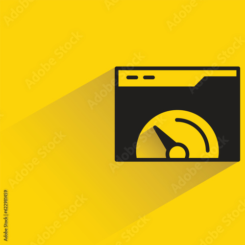 web speedometer with shadow on yellow background