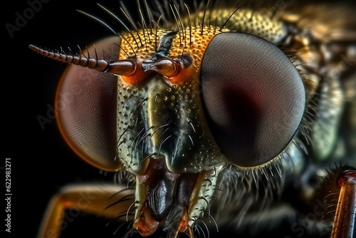macro of a fly.  © D