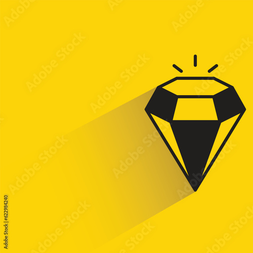 diamond with shadow on yellow background