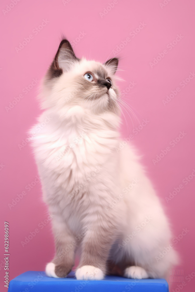 Very cute Birman in nature, national geography, Wide life animals. AI Generated.
