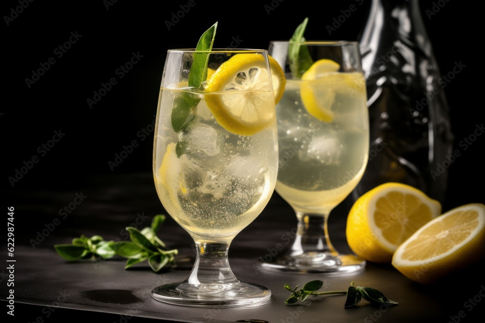 Limoncello cocktail drink. Generate Ai