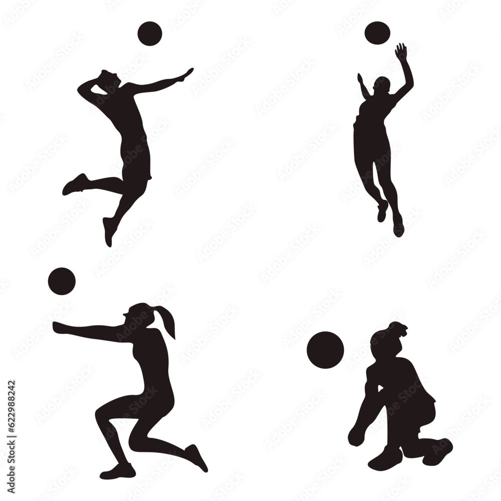 Volleyball Player Silhouette. For design decoration. Vector illustration