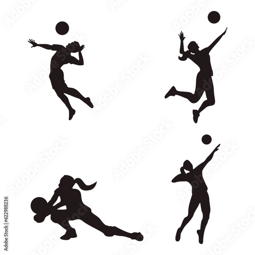 Volleyball Player Silhouette. For design decoration. Vector illustration © Denu Studios