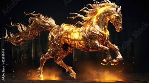 Gold Flame Horse, HD, Background Wallpaper, Desktop Wallpaper