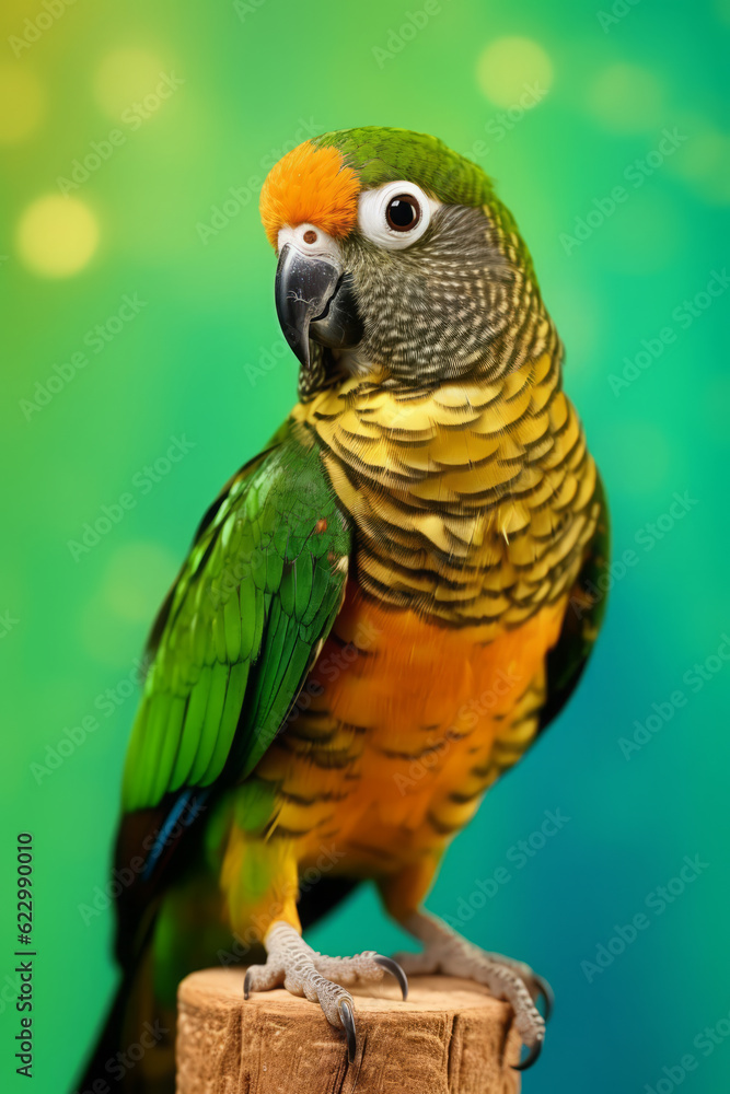 Very cute Conure in nature, national geography, Wide life animals. AI Generated.
