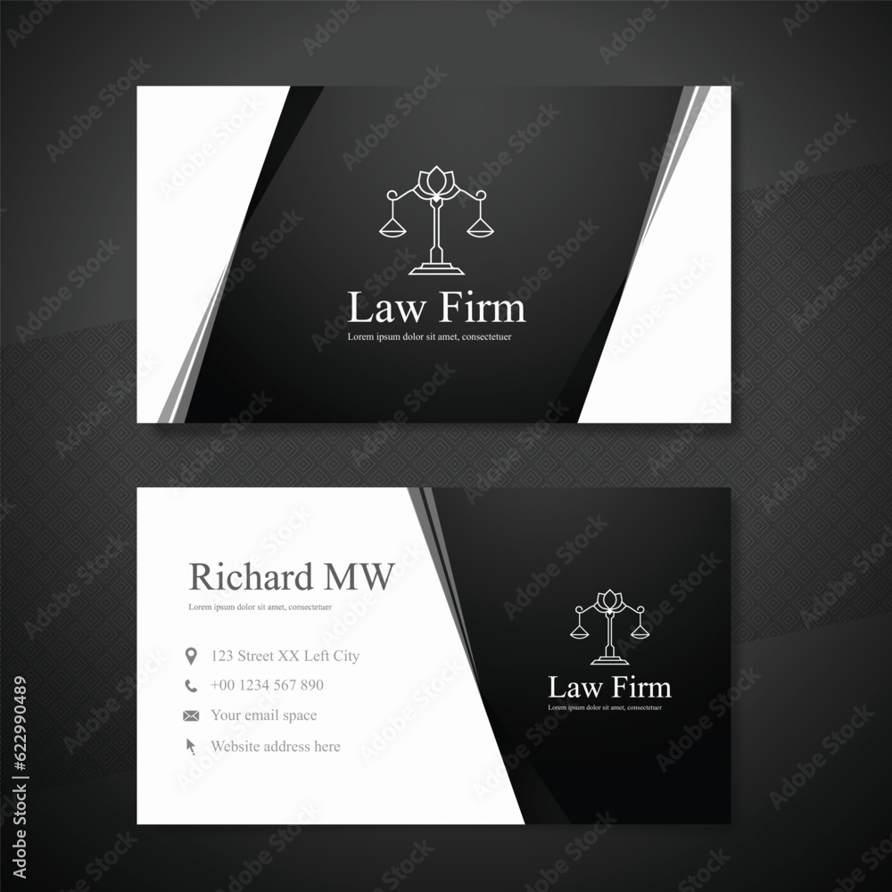 elegant black and white lawyer business card