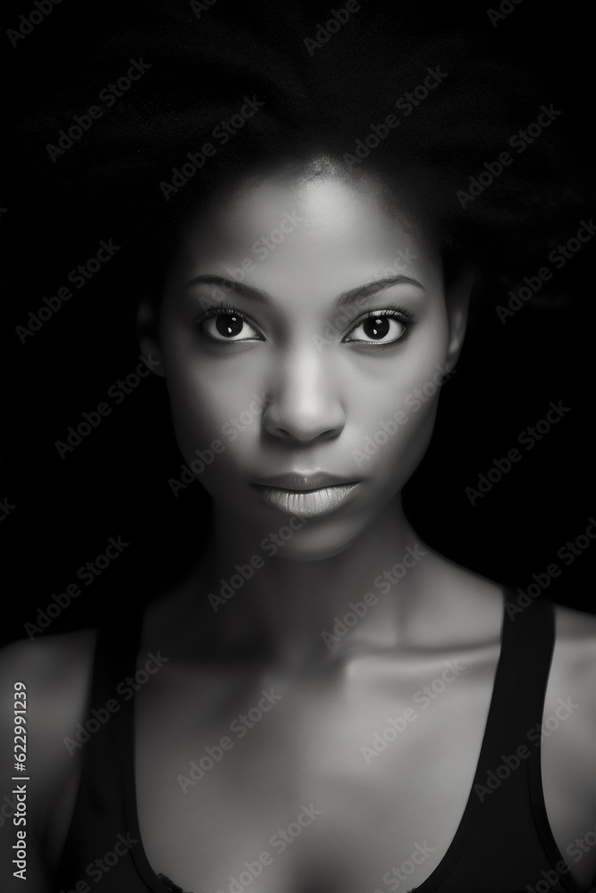 poc actress headshot black and white from the 90s, made with generative ai