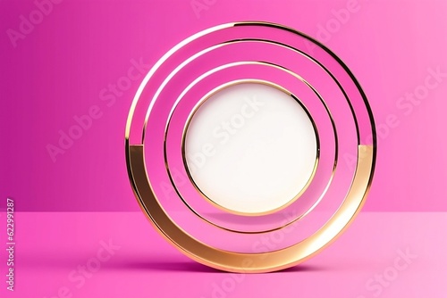 Podium for product presentation or beauty logo demonstration, mockup in delicate pink tones. AI generation 