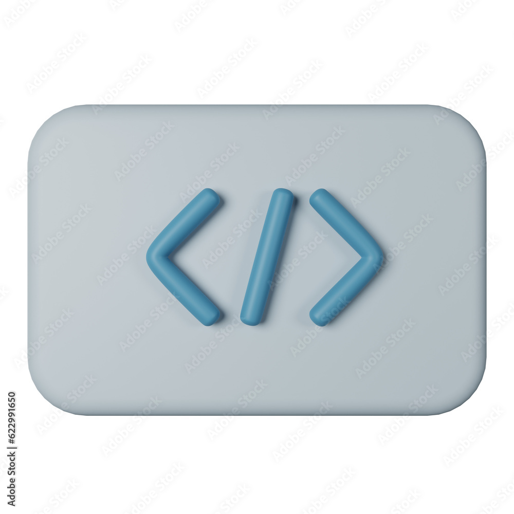 3d icon coding isolated on transparent background