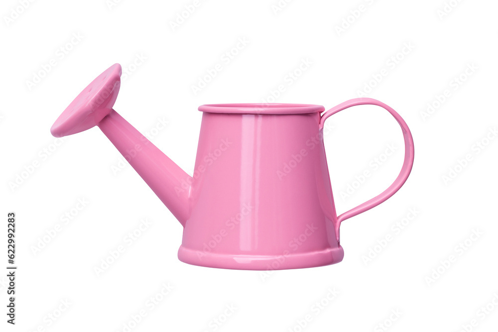 pink watering can isolated on transparent background, concept gardening accessories pink watering can isolated on transparent background, concept gardening accessories