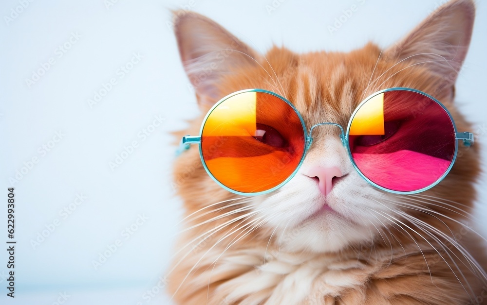 Adorable cat Spreading Positive Vibes with Stylish Sunglasses. Generative AI