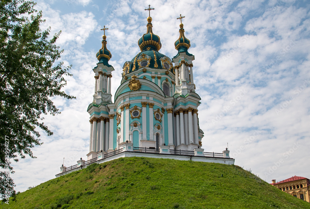 Andreevsky Church - Orthodox Church with onion domes, located in the city of Kyiv on Andreevsky descent