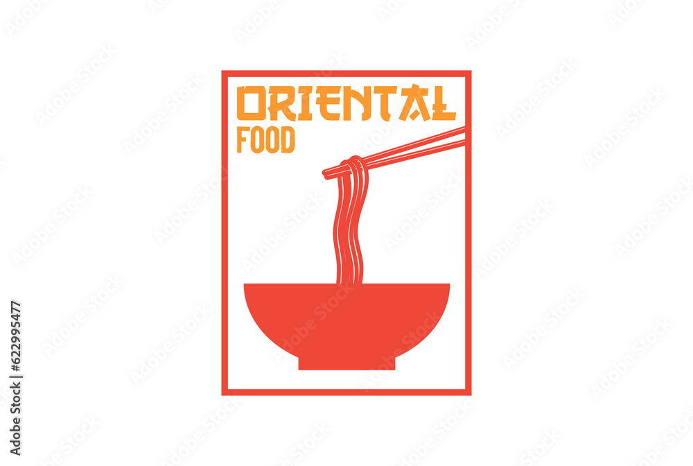 Square Noodle Bowl with chopstick for restaurant and beverages design icon illustration vector Square Noodle Bowl with chopstick for restaurant and beverages design icon illustration vector