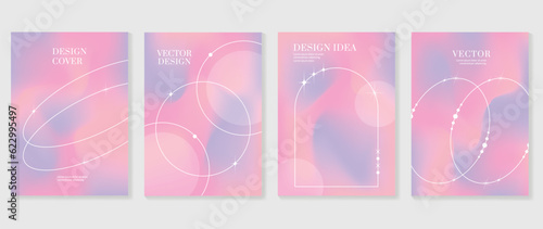Idol lover posters set. Cute gradient holographic background vector with pastel colors, frame, sparkle. Y2k trendy wallpaper design for social media, cards, banner, flyer, brochure, postcard.