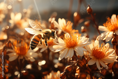 honey bee flying, generative ai © MaxWo