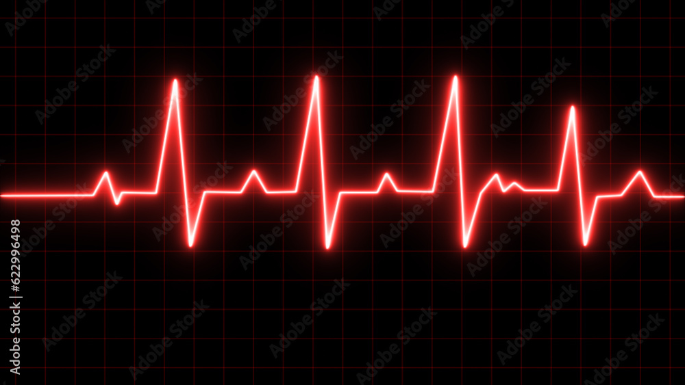 Beautiful healthy electrocardiogram or ECG. One pulse line. ECG heartbeat monitor, cardiogram heart pulse line wave. Electrocardiogram medical background.