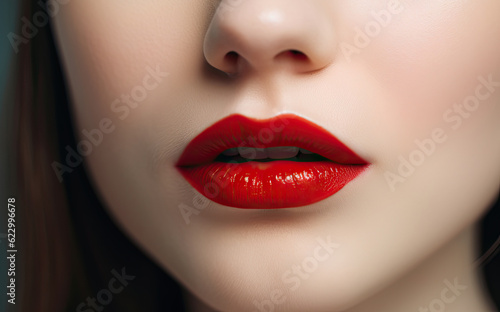 Woman Lips Closeup, Red Lipstick Makeup, Beautiful Mouth Make-Up, Model Girl Lip, Lips Macro © artemstepanov