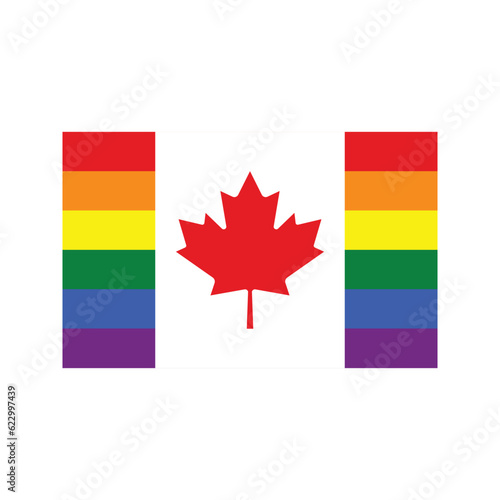 Canadian Pride Flag icon. LGBT Pride Month, LGBTQ community concept. International LGBT Pride Day. International Day Against Homophobia Transphobia and Biphobia. Canada LGBT flag.