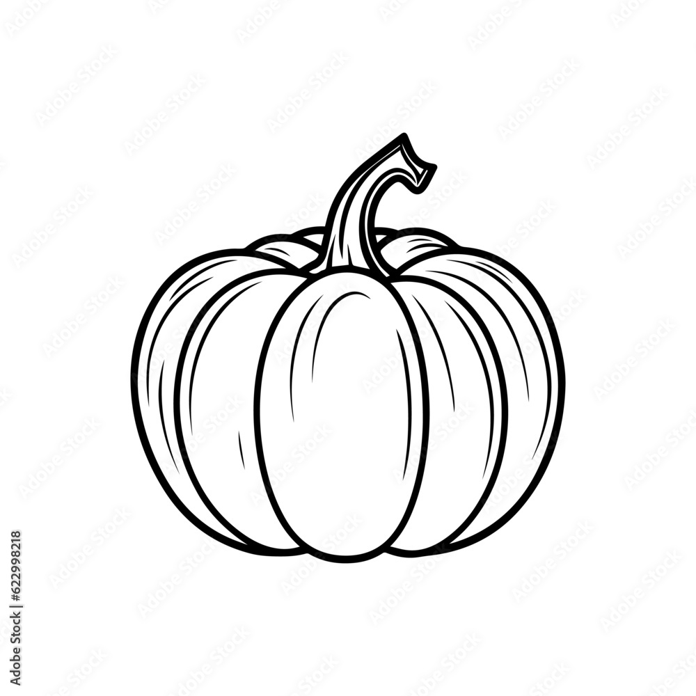 Halloween silhouette black pumpkin sketch. Vector illustration, traditional Halloween decorative element. Thanksgiving Day pumpkin silhouette, isolated on white background. Halloween silhouette black pumpkin sketch. Vector illustration, traditional Halloween decorative element. Thanksgiving Day pumpkin silhouette, isolated on white background.