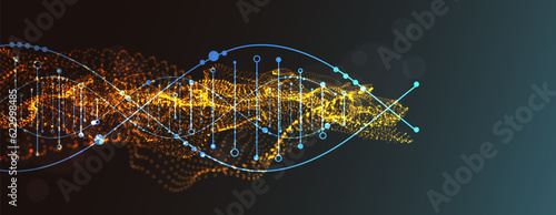 Science template, abstract background with a DNA molecules. Vector illustration.