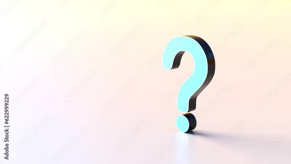 Blue question mark on white background with empty copy space on left ...