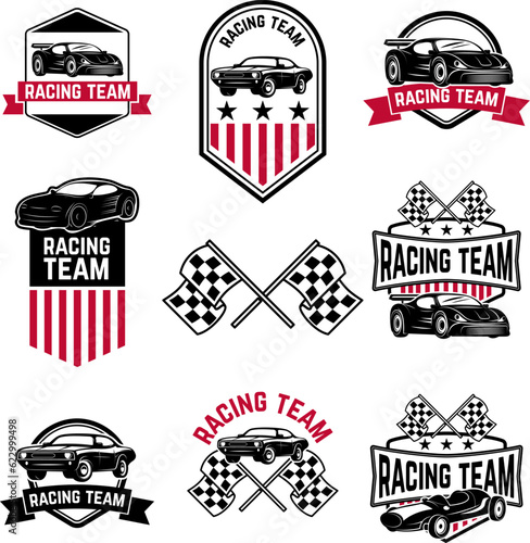 Set of the Car Racing Labels,Icons and Design Elements. Label,logo or badge design template. Vector illustration.
