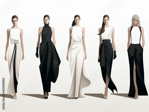A Black and White Minimalist Fashion Collection with Bold Silhouettes | Generative AI