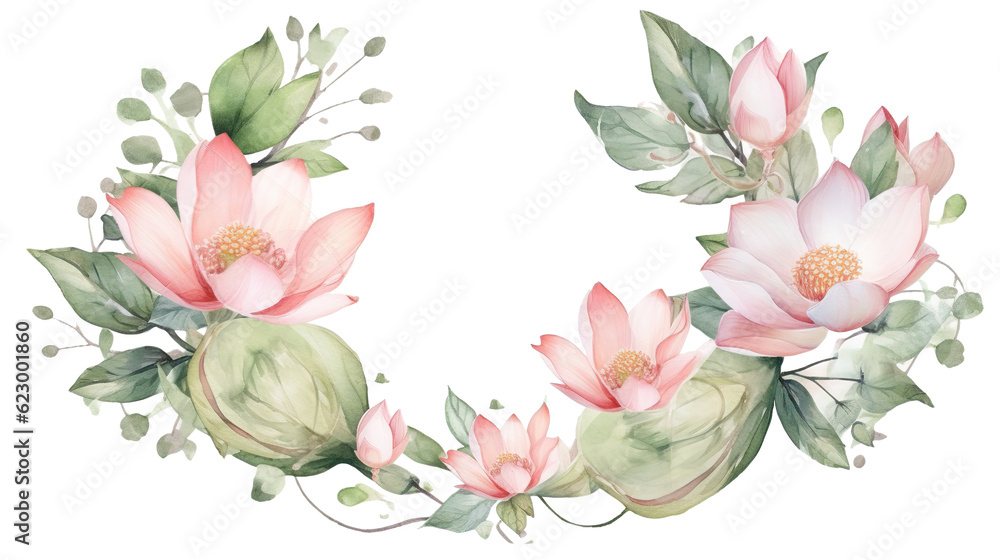 lotus leaves as a frame border, isolated lotus leaves as a frame border, isolated