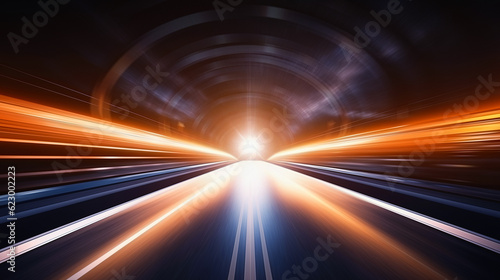 Speeding motion blurred in tunnel. powerful of abtract light trails. 3d render. © Image Craft