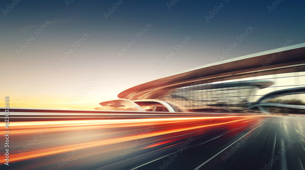 Modern urban road with high speed motion blur. 3D rendering. Modern urban road with high speed motion blur. 3D rendering.