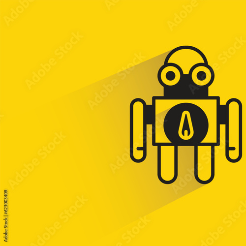 smart robot with shadow on yellow background