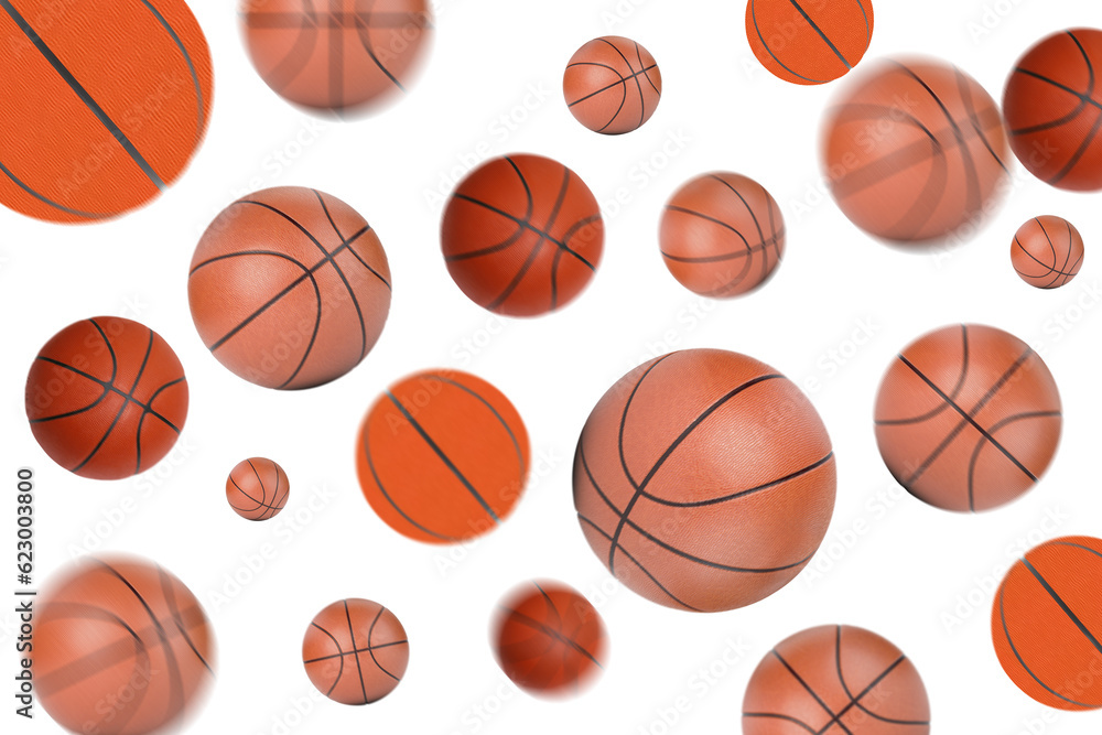 Basketball balls in the air camera depth of field effect, Blur effect, png isolated background