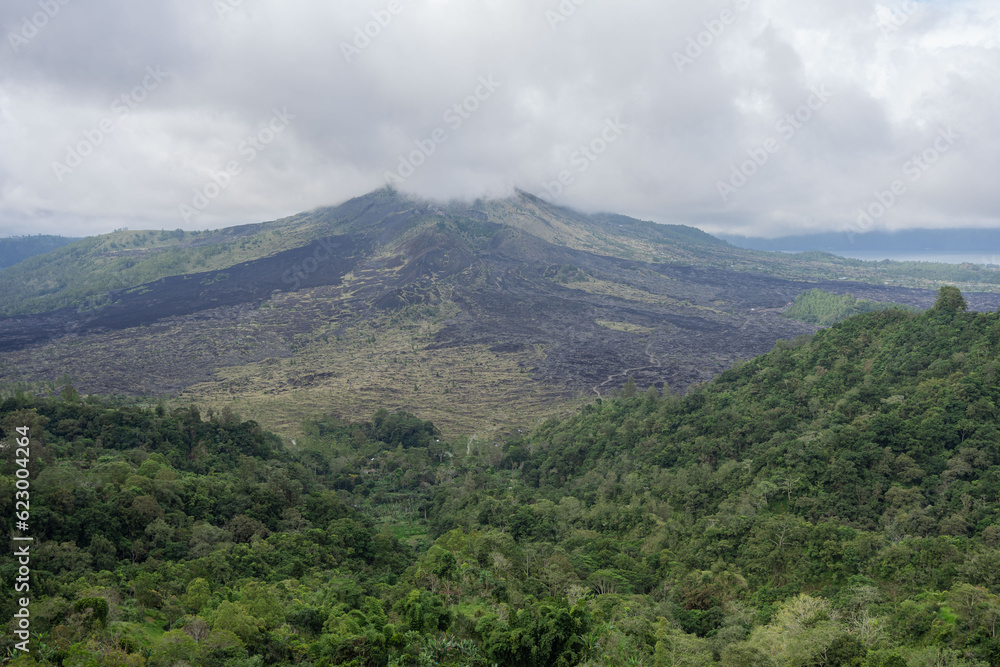 Beautiful view of volcano Batur. Bali, Indonesia. Travel concept