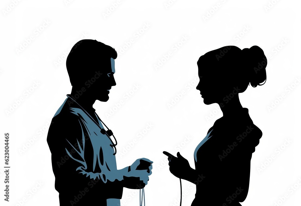 silhouette of a man and a woman looking at each other together