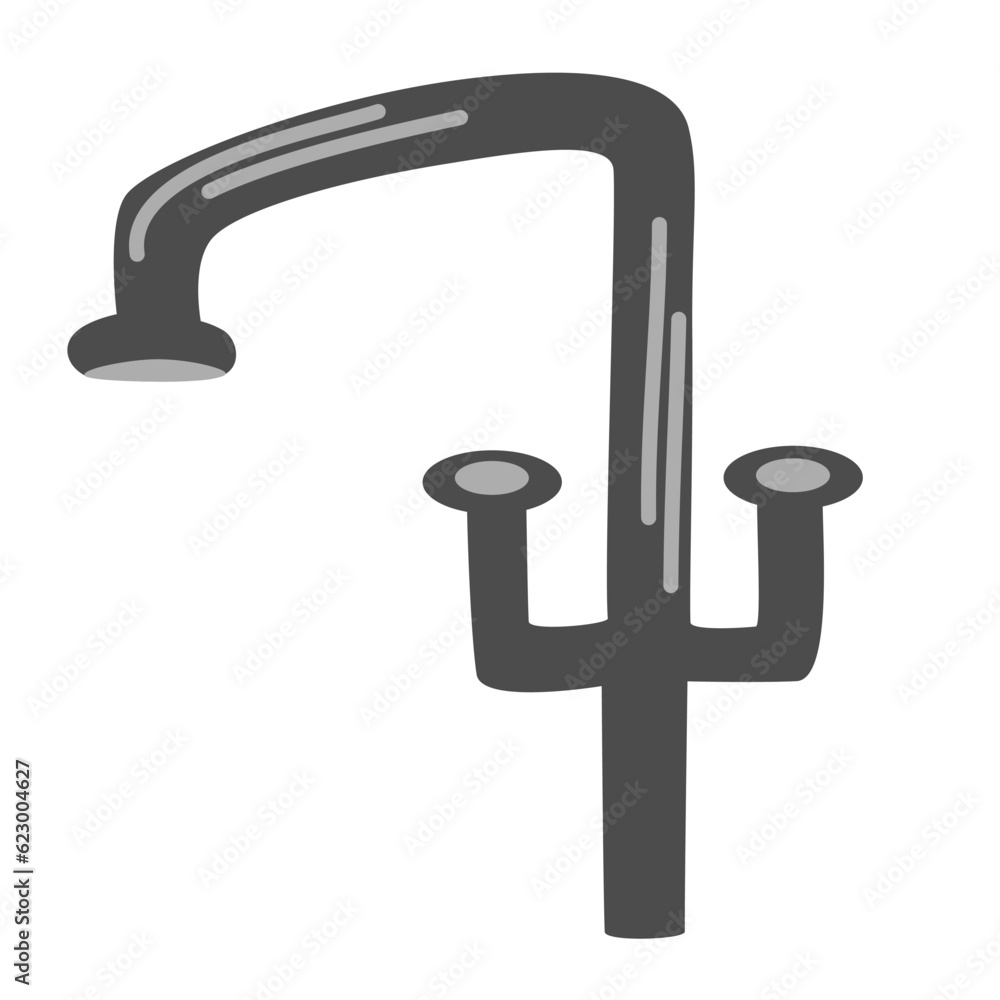 Faucet. Water mixer. Kitchen or bathroom element. Vector illustration in flat style isolated on white background Faucet. Water mixer. Kitchen or bathroom element. Vector illustration in flat style isolated on white background