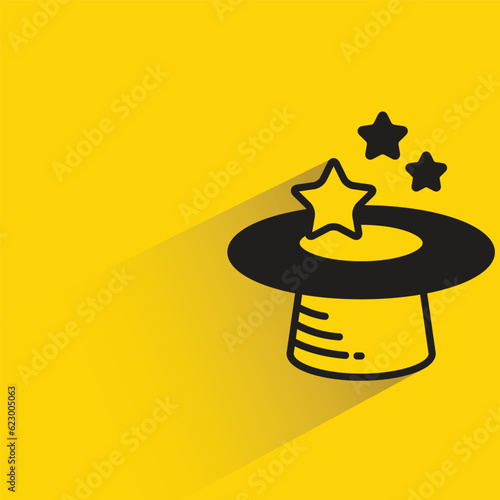 wizard hat with shadow on yellow background