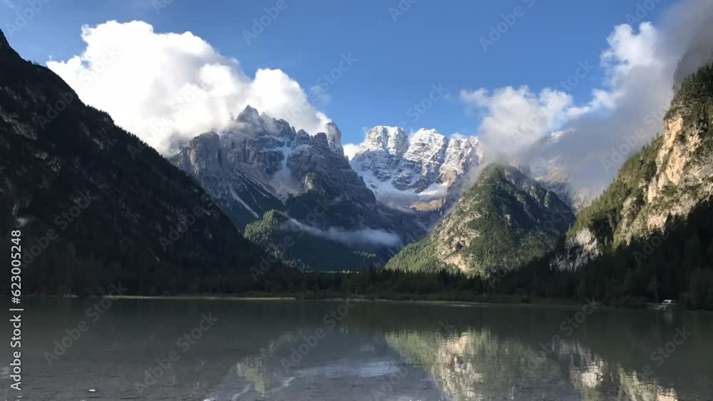 Lago di Landro is a small mountain lake in the Dolomites Mountains of Northern Italy Lago di Landro is a small mountain lake in the Dolomites Mountains of Northern Italy