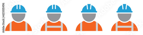 Vest and helmet construction safety icon, vector illustration