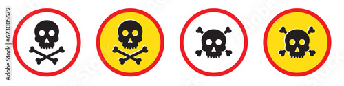 Danger with skull icon. warning skull icon, vector illustration