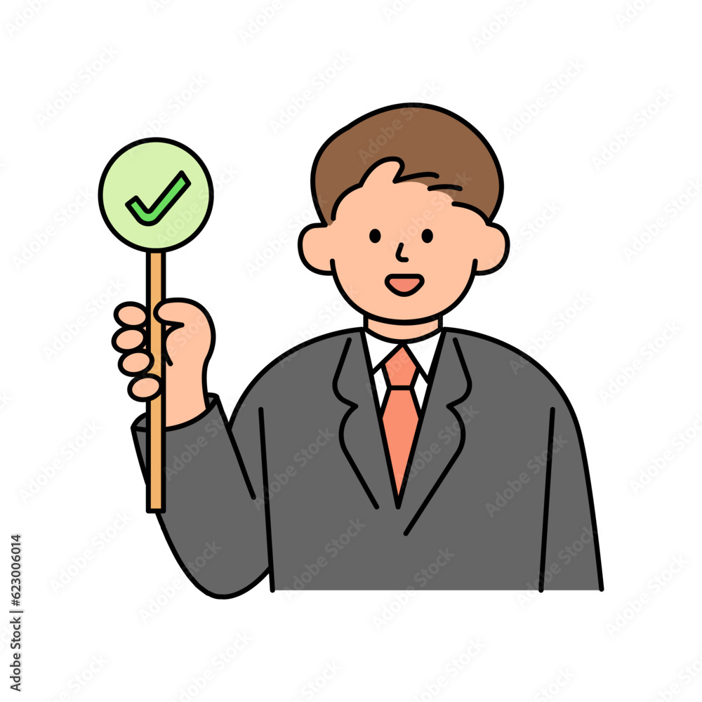 Office Employee Holding the Correct Sign. Office Employee Holding the Correct Sign.