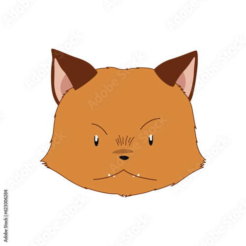Cute fox face cartoon style isolated on white background. Vector illustration