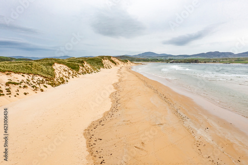 Aerial view of the Five Fingers Strand in County Donegal, Ireland