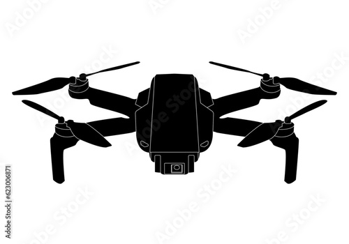 Silueta negra de dron con trazo blanco